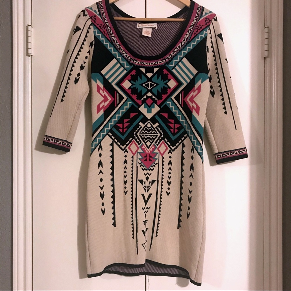 Flying Tomato Lg bodycon dress Aztec tribal boho